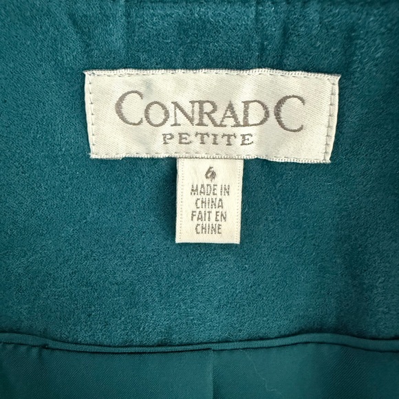 Conrad C Turquoise Faux Suede Full Zip Long Sleeve Jacket Size 6P - Picture 8 of 8